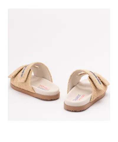 Dsquared2 Woven Raffia Sandals With Comfortable Slip-on Design In Neutral