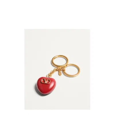 Valentino Coeur Royal Vlogo Key Chain Bag Charm In Gold