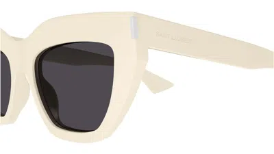 Saint Laurent Sl 759 Linea Corner Angle 004 Ivory Black Sunglasses In White