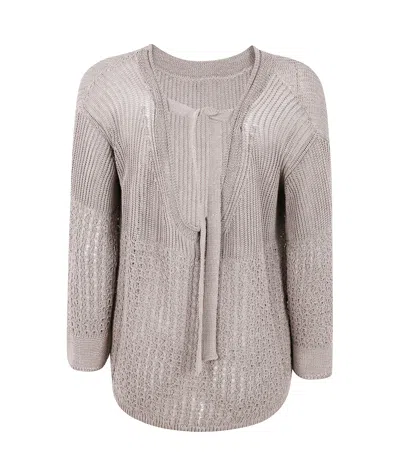Max Mara Paggi V-back Knitted Jumper In Neutral