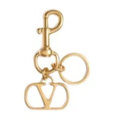 Valentino Garavani Vlogo Signature Metal Bag Charm With Key Ring In Nude