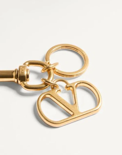 Valentino Garavani Vlogo Signature Metal Bag Charm With Key Ring In Nude