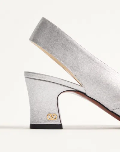 Valentino Garavani Block Heel Embellished Slingback Square Toe Pumps In White