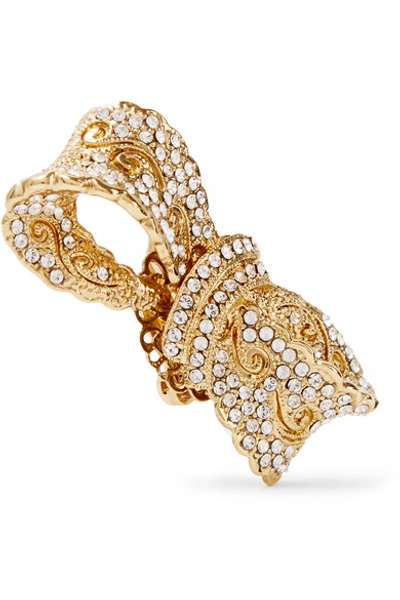 Shop Dolce & Gabbana Gold-plated Crystal Clip Earrings