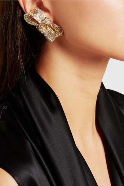 Shop Dolce & Gabbana Gold-plated Crystal Clip Earrings