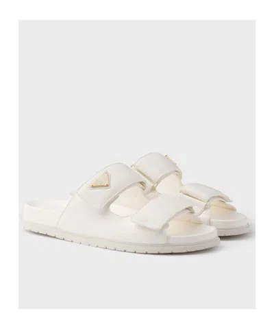 Prada Nappa Leather Slides In Ivory