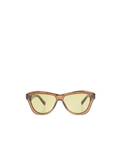 Jacquemus Logo Print Round Sunglasses In Brown