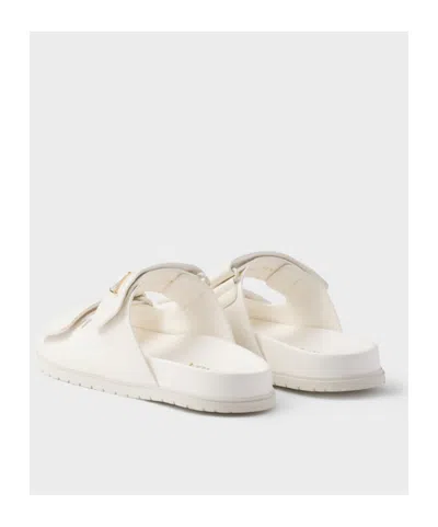 Prada Nappa Leather Slides In Ivory