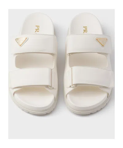 Prada Nappa Leather Slides In Ivory
