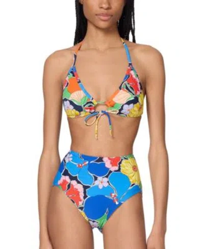 Kate Spade New York Womens Printed Tie Front Bikini Top High Waist Bottoms In Multi