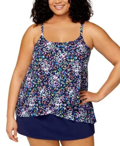 Island Escape Plus Size Cape Town Tankini Top Tummy Control Swim Skirt Exclusively At Macys In Black