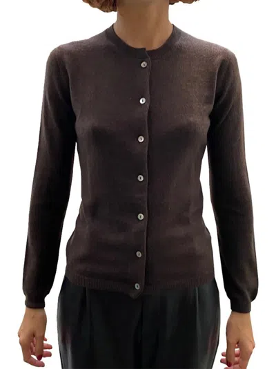 La Rose Essential Cashmere Cardigan In Brown