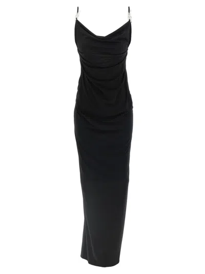 Coperni Draped Neckline Gala Dress In Black