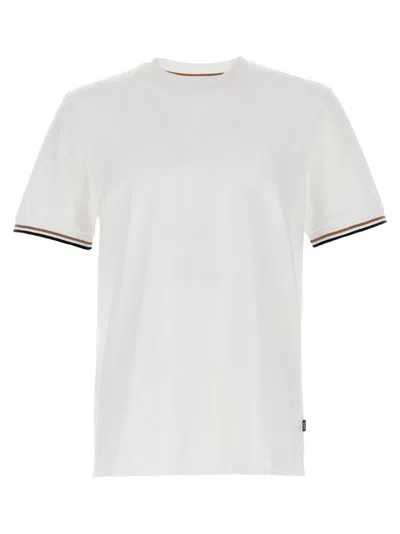 Hugo Boss Mens White Striped-trim Regular-fit Cotton-jersey T-shirt Xxl