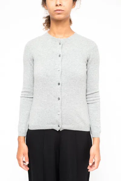 La Rose Buttoned Cashmere Cardigan In Gray