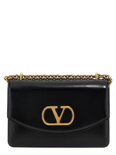 Valentino Small Leather Shoulder Bag With Adjustable Chain-link Strap In Black