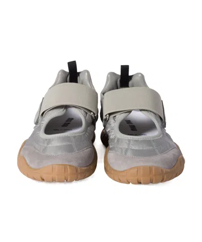Miu Miu Tyre Technical Fabric And Suede Ballerinas In Cloud Gray