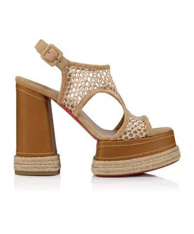 Christian Louboutin Almeja Net Red Sole Platform Espadrilles In Lionne