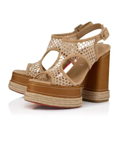 Christian Louboutin Almeja Net Red Sole Platform Espadrilles In Lionne