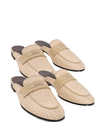 Bougeotte Raffia Mules In Neutral