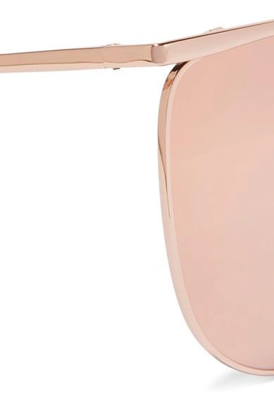Shop Linda Farrow Square-frame Rose Gold-tone Mirrored Sunglasses