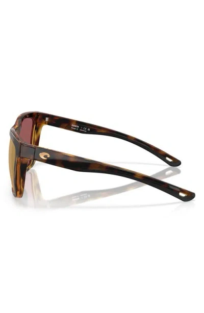 Costa Del Mar 57mm Polarized Mirrored Rectangular Sunglasses In Tortoise/gold Mirror 580g