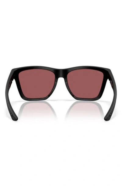 Costa Del Mar 57mm Polarized Mirrored Rectangular Sunglasses In Matte Black/gold Mirror 580g