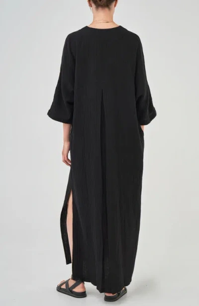 Ocean + Main Ocean+main Gauze Arc Seam Caftan In Black