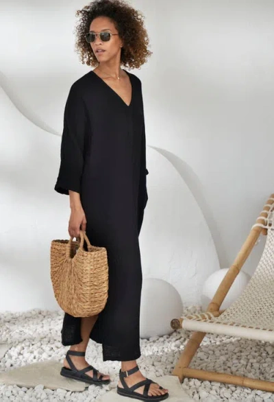Ocean + Main Ocean+main Gauze Arc Seam Caftan In Black