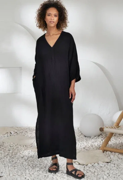 Ocean + Main Ocean+main Gauze Arc Seam Caftan In Black