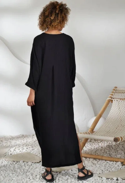 Ocean + Main Ocean+main Gauze Arc Seam Caftan In Black