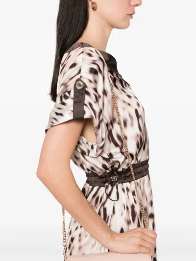 Liu •jo Animal Print V-neck Mini Dress In Multicolour