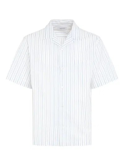 Alexander Mcqueen Short-sleeve Striped Shirt With Camp Collar In White