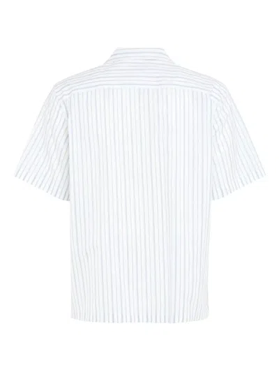 Alexander Mcqueen Short-sleeve Striped Shirt With Camp Collar In White
