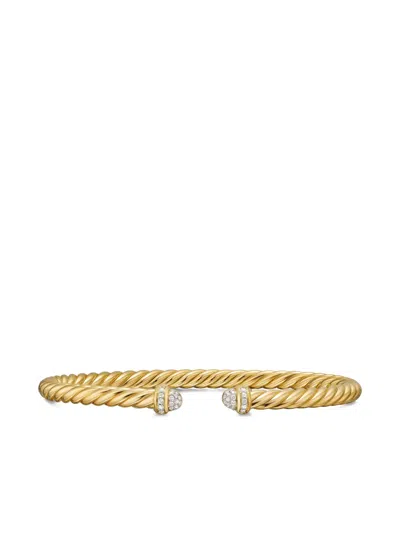 David Yurman 18k Yellow Gold Cablespira® Flex Diamond Bangle In Gold