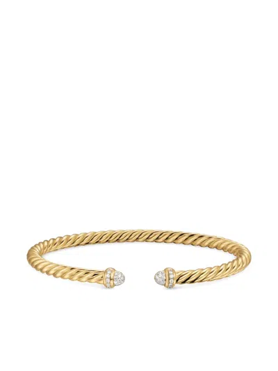 David Yurman 18k Yellow Gold Cablespira® Flex Diamond Bangle In Gold