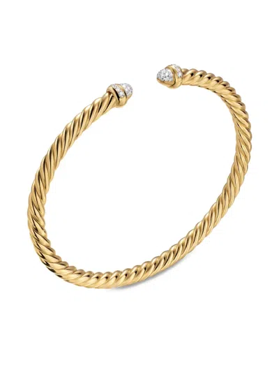 David Yurman 18k Yellow Gold Cablespira® Flex Diamond Bangle In Gold