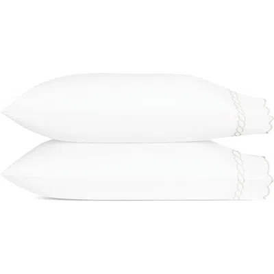 Matouk Classic Chain Scallop Set Of 2 600 Thread Count Pillowcases In White
