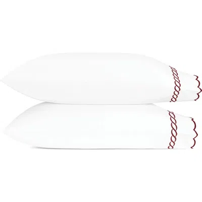 Matouk Classic Chain Scallop Set Of 2 600 Thread Count Pillowcases In Red