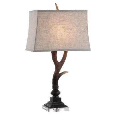 Jonathan Y Antler 29.5" Rustic Resin/crystal Led Table Lamp In Brown