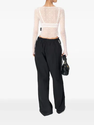 Marine Serre Cropped Mesh Flock Ss Top In White
