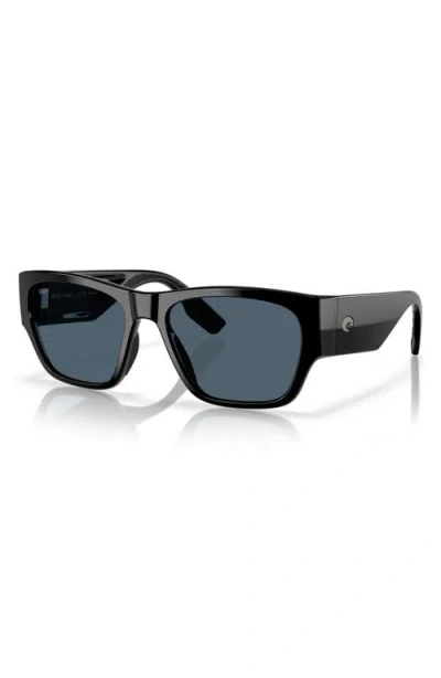 Costa Del Mar Suenos 57mm Polarized Rectangular Sunglasses In Black