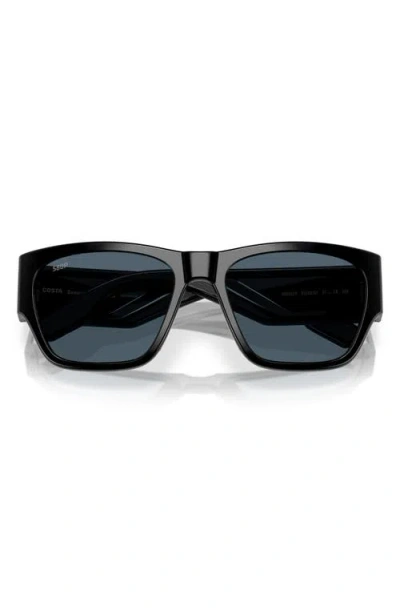 Costa Del Mar Suenos 57mm Polarized Rectangular Sunglasses In Black