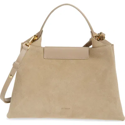 Ree Projects Medium Elieze Suede Top Handle Bag In Sandstone