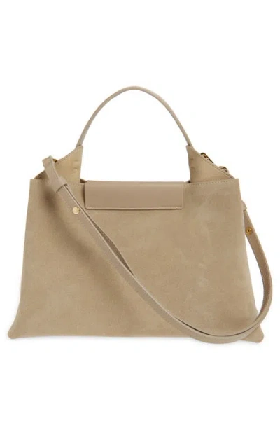Ree Projects Medium Elieze Suede Top Handle Bag In Sandstone