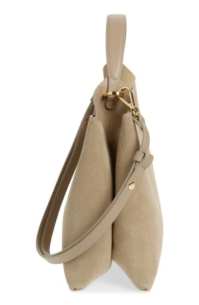Ree Projects Medium Elieze Suede Top Handle Bag In Sandstone