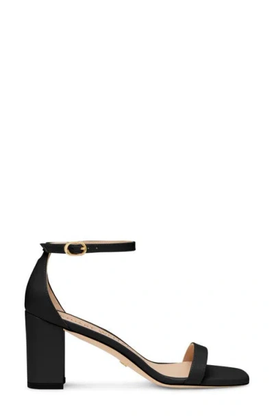 Stuart Weitzman 'nearlynude' Ankle Strap Suede Sandals In Black