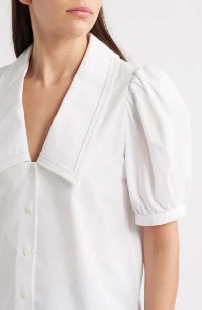 Frame The Sailor Cotton Button-up Top In White