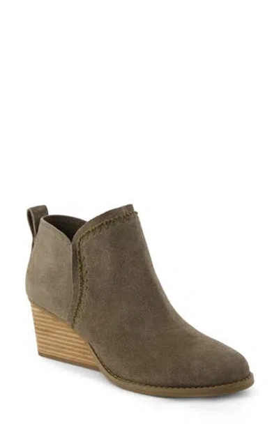 Toms Women's Kaia Olive Suede Wedge Boot In Green