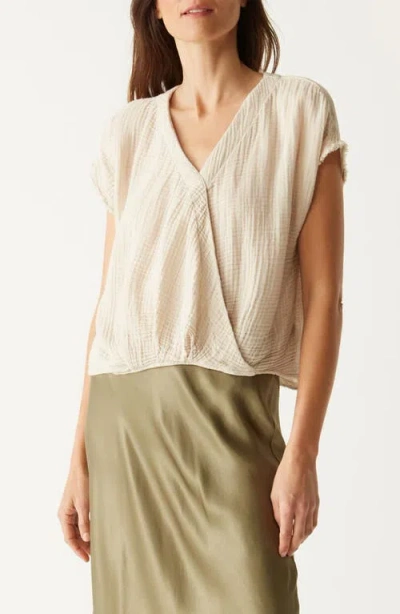 Michael Stars Evie Gauze Faux Wrap Top In Cement